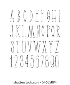 Hand drawn alphabet. Vector illustration.