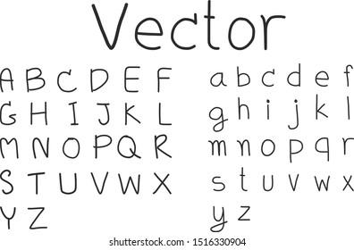 Hand drawn alphabet vector set on white background.