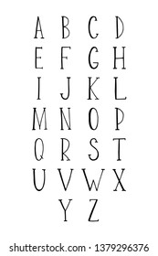 Hand drawn alphabet. Vector typography. 