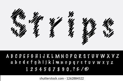 hand drawn alphabet, vectot editable grouped illustration