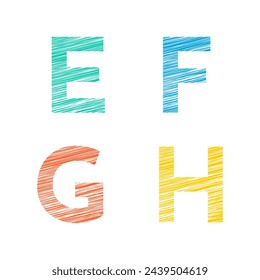 Hand Drawn Alphabets E F G H Vector