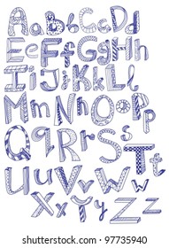 hand drawn alphabet,vector illustration