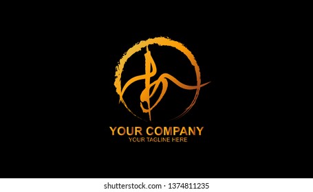 Hand drawn alphabhet logo, design template with gradient color