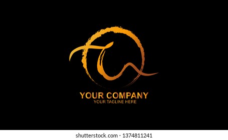 Hand drawn alphabhet logo, design template with gradient color