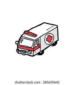 hand drawn ambulance car