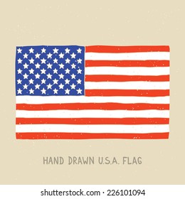 Hand Drawn American Flag Vector Illustration