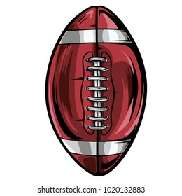 Hand drawn american football ball vector illustration with black outline.