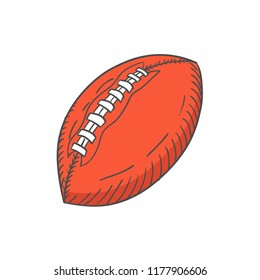 Hand Drawn American Football Ball on white background. Vector illustration