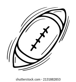 Hand drawn american football ball icon isolated on white background. Vector illustration