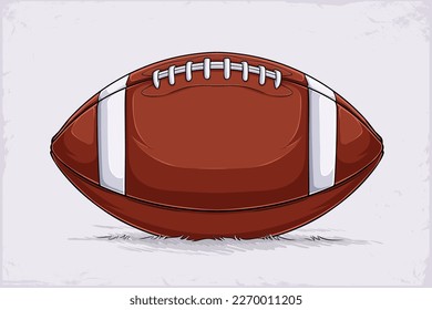 Hand drawn American football Ball isolated on white background. Rugby ball, sports accessory with lacing