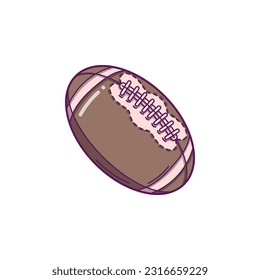 Hand drawn American Football Ball in doodle style isolated on white background