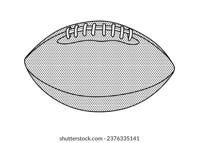 Hand drawn american football ball. Rugby ball icon in doodle style isolated on white background. American football sports accessory with lacing for championship or competition. Vector illustration