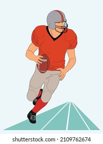 Hand drawn American football player