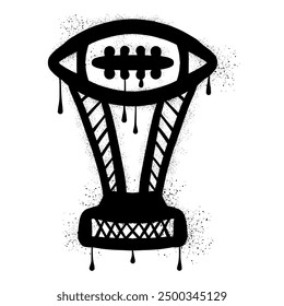 Hand drawn American football trophy graffiti with black spray paint