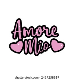 Hand Drawn Amore Mio Calligraphy Text Vector Design.