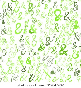Hand drawn ampersand background. Seamless pattern