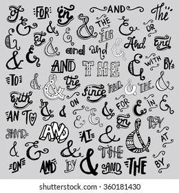 Hand drawn ampersands and catchwords.