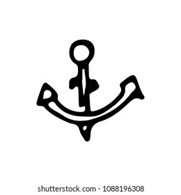 Hand drawn anchor doodle icon. Hand drawn black sketch. Sign symbol. Decoration element. White background. Isolated. Flat design. Vector cartoon illustration.