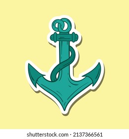 hand drawn anchor doodle illustration for stickers etc