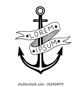 Hand drawn anchor label. Vector illustration.