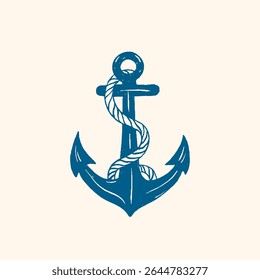 Hand drawn anchor. Marine vector design element.