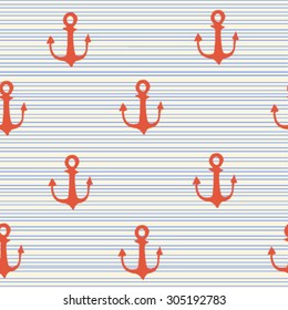 hand drawn anchor on strips background