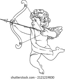 Hand drawn of an angel with arrows and bow