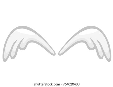 Hand drawn angel or bird wing. Outlined drawing element isolated on white background. Vector illustration.