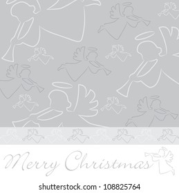 Hand drawn angel "Merry Christmas" card in vector format.