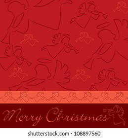 Hand drawn angel "Merry Christmas" card in vector format.