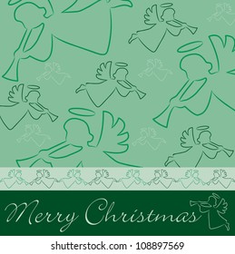 Hand drawn angel "Merry Christmas" card in vector format.