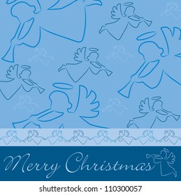 Hand drawn angel "Merry Christmas" card in vector format.