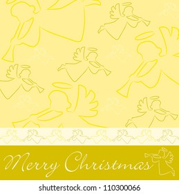 Hand drawn angel "Merry Christmas" card in vector format.