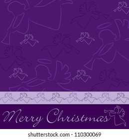 Hand drawn angel "Merry Christmas" card in vector format.