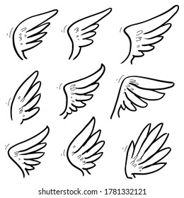 hand drawn of angel wings