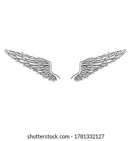 hand drawn of angel wings