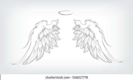 Hand drawn angel wings