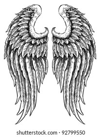 Hand drawn angel wings