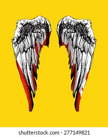Hand drawn angel wings vector illustration