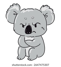 Desenhado à Mão Animação irritado coala ilustração crianças expressão emocional animal Vetor