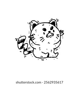 Hand drawn Angry cat in doodle style. Funny sketch cartoon animals and pets. Vector line illustration isolated on white background