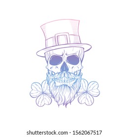 Hand drawn angry skull of leprechaun