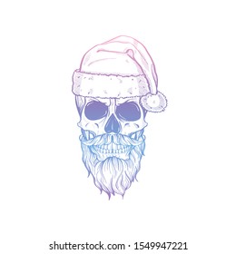 Hand drawn angry skull of Santa Claus