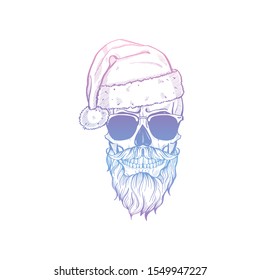 Hand drawn angry skull of Santa Claus