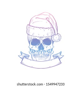 Hand drawn angry skull of Santa Claus