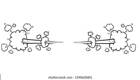 hand drawn Angry smoke elements stressed emotion comic graphic doodle style vector
