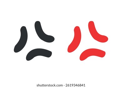 Símbolo raivoso desenhado à mão. símbolo de raiva de anime doodle. conjunto de ícones de quadrinhos raivoso. ilustração vetorial