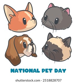 Hand drawn animal avatars element collection - national pet day