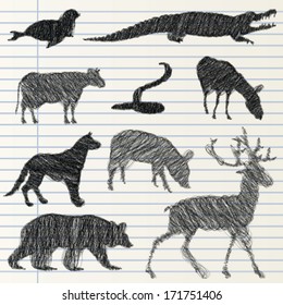 Hand drawn animal collection