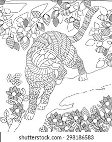 hand drawn animal coloring page